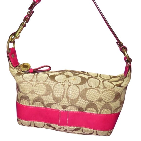 Coach 2008 Legacy Cursive Creed Limited Edition Canvas Leather Pink Stripe Demi - Picture 2 of 13